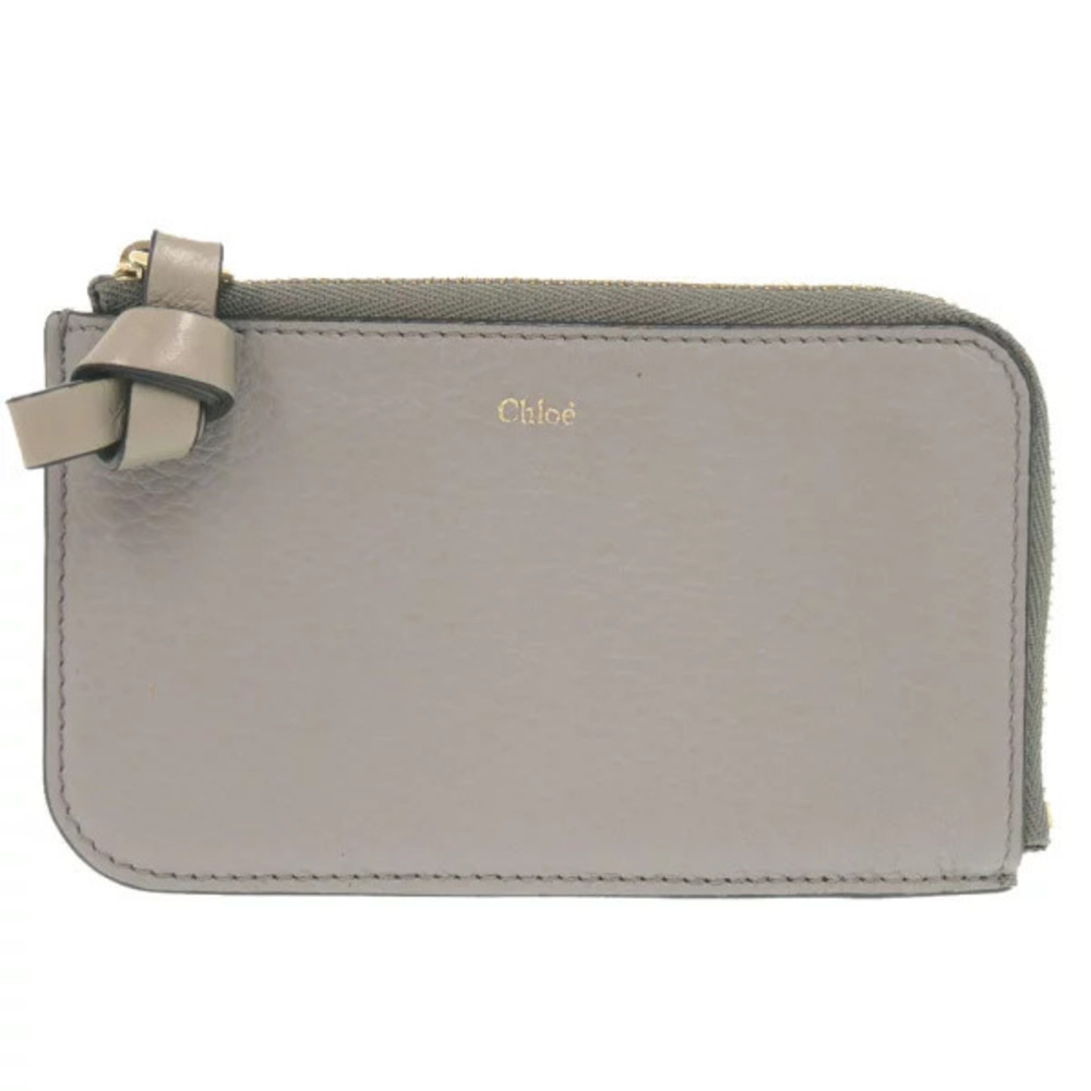 Chloe Fragment Case Leather Gray Card Coin